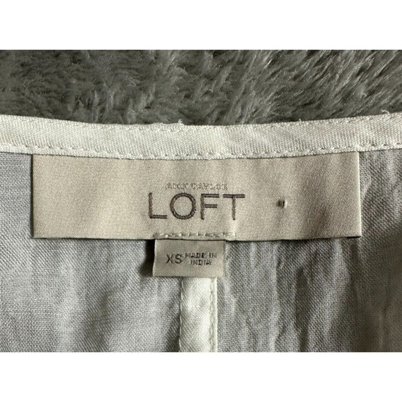 LOFT Sheer Button Front Blouse XS Drawstring Waist Clean Girl Romantic Feminine - Picture 6 of 7